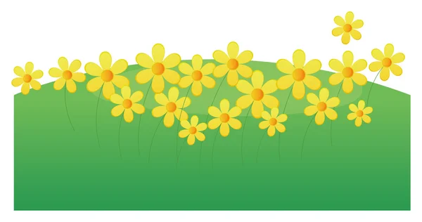 Κίτρινο λουλούδι και πράσινο γκαζόν — Φωτογραφία Αρχείου