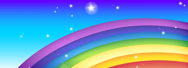 Color rainbow with stars in a blue sky — Stock Photo, Image