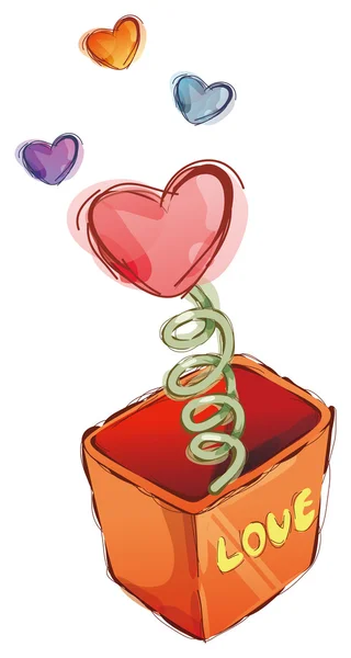 Caja y corazón — Foto de Stock