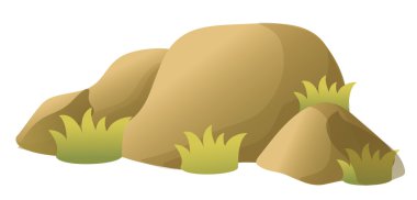 Stone with grass clipart