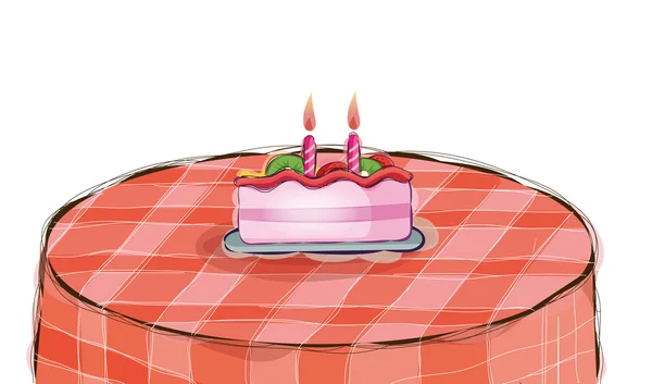 Cake with candle on table — Stock Photo, Image