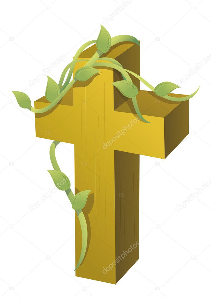 how to draw a cross with vines