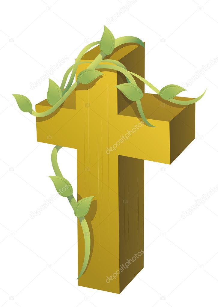 how to draw a cross with vines step by step