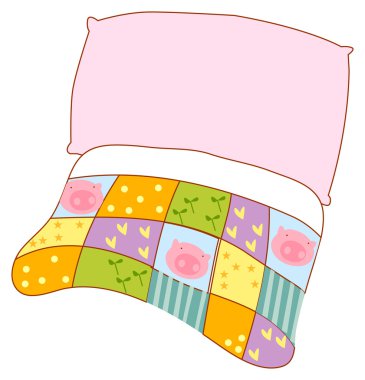 Pillow and quilt clipart