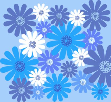 Mavi papatya çiçek deseni