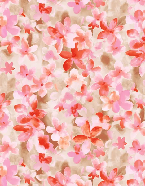 Rosa blommönster, akvarell — Stockfoto