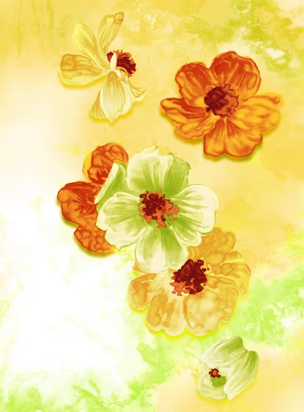 Kwiat akwarela malarstwo — Zdjęcie stockowe