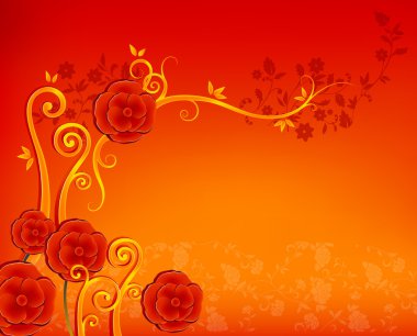 Red flower pattern clipart