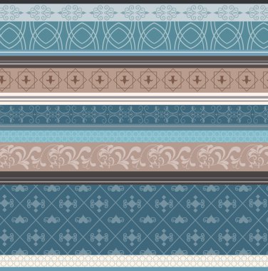 Mavi retro çiçek deseni