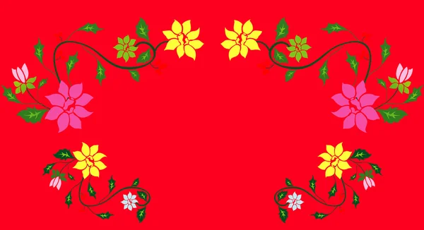花卉图案在红色背景 — 图库照片
