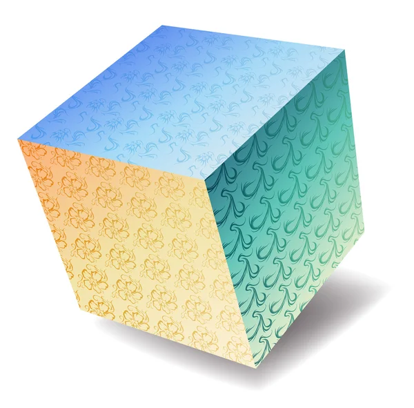 3d cubo con patrón de flores —  Fotos de Stock