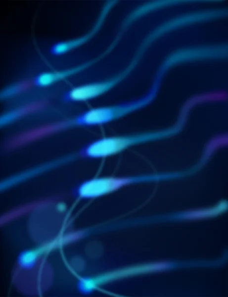 黒の背景で抽象的なブルー精子 — ストック写真