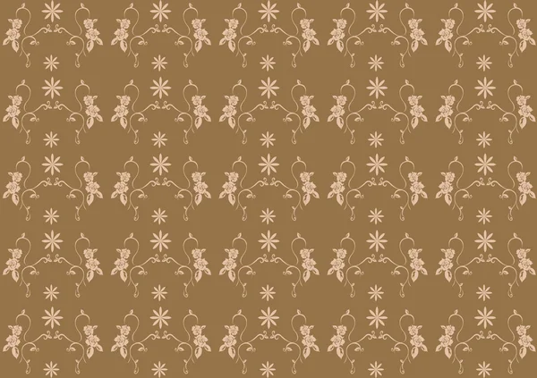 Brown seamless flower damask background — Stock Photo, Image