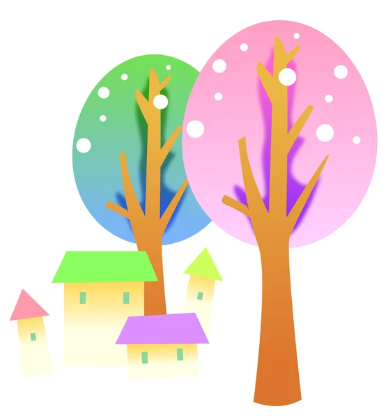 Hus och träd — Stockfoto