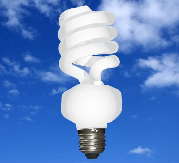 Energibesparing glödlampa på en blå himmel — Stockfoto