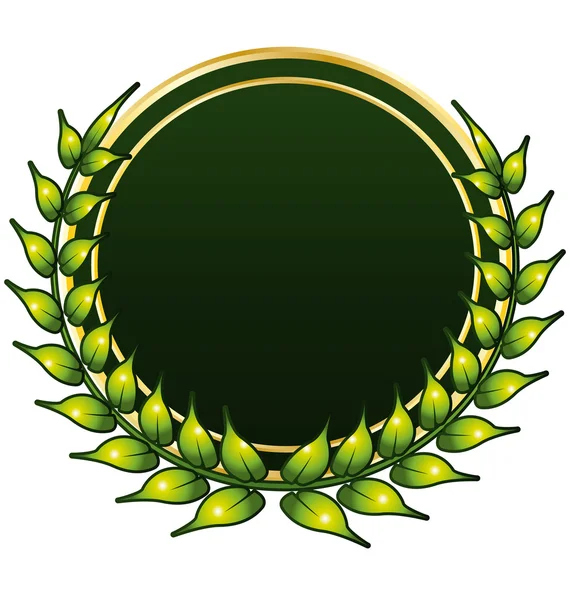 Green bio foliage crown label — Stock Vector