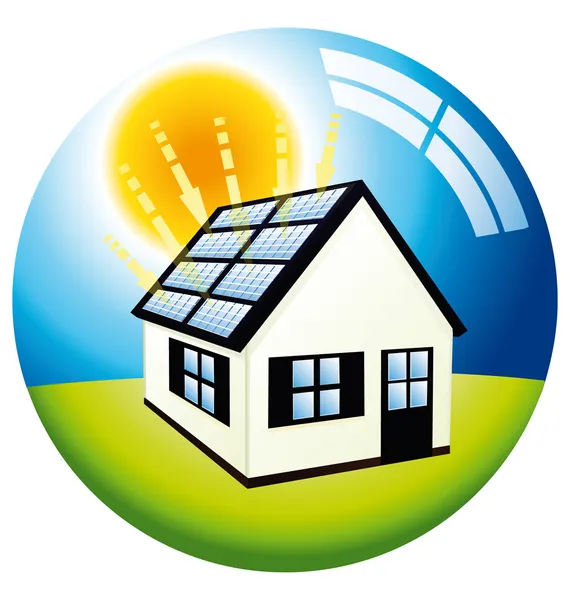 Ηλιακής ενέργειας δωρεάν σπίτι ενέργειας — Διανυσματικό Αρχείο