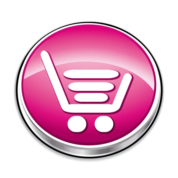 Botón rosa carrito de compras — Vector de stock