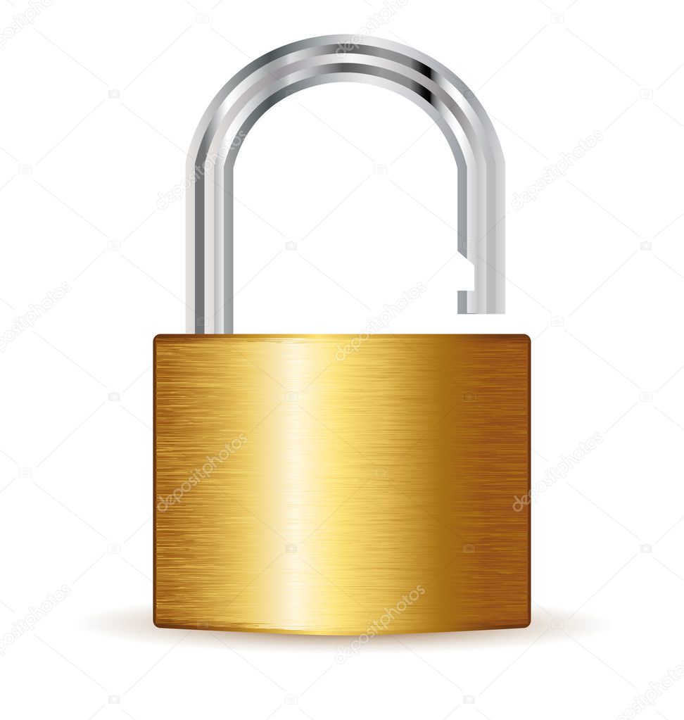Open padlock security concept