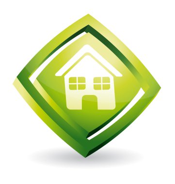 Green house 3d diamond icon clipart