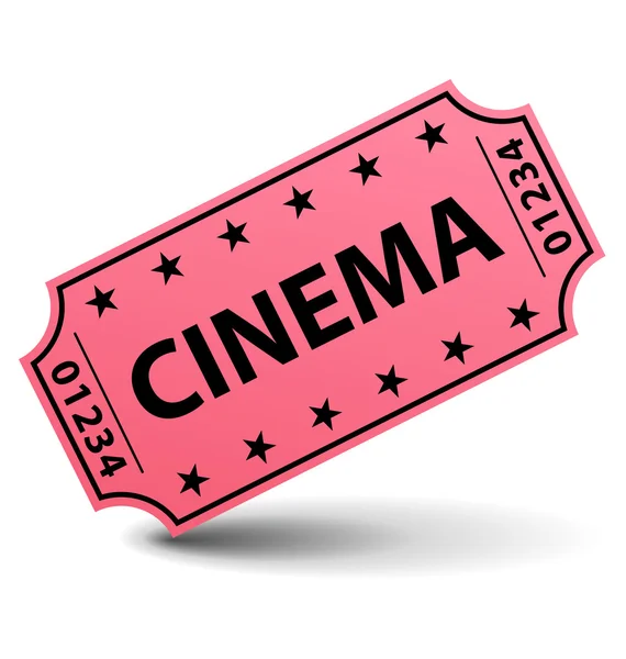Biglietto cinema rosa . — Vettoriale Stock