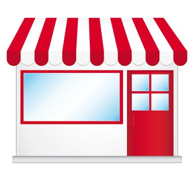 Cute shop icon with red awnings. clipart