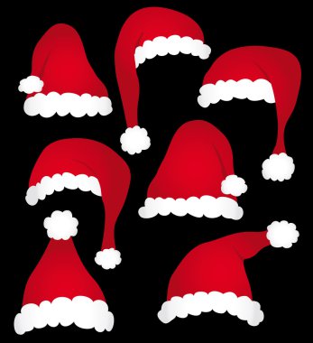 Santa caps collection clipart