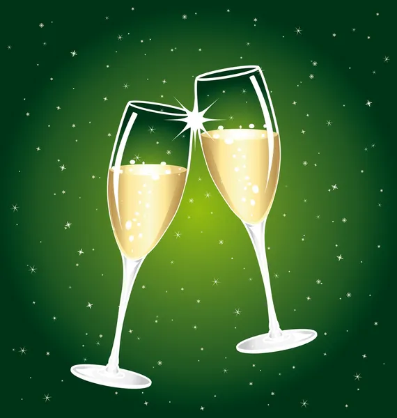 Beau toast au champagne sur fond étoilé . — Image vectorielle