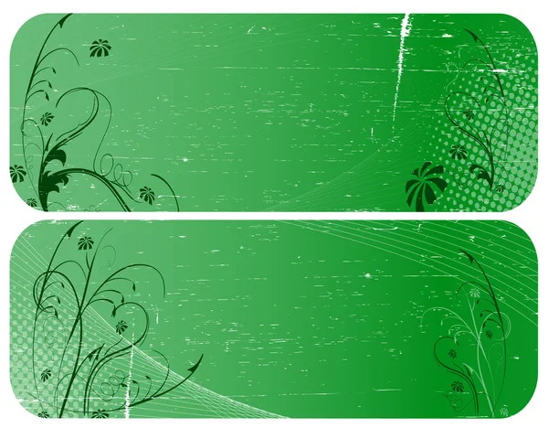 Два зелёных гранж-баннера — стоковый вектор