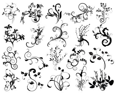 Collection of floral design elements clipart