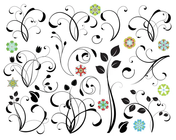Collection d'éléments de design floral — Image vectorielle