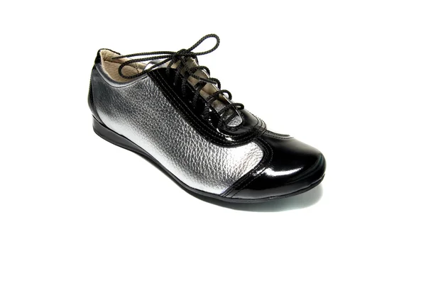 Zwart en zilver schoen — Stockfoto