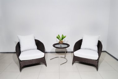 Two armchair with wyite pillow clipart