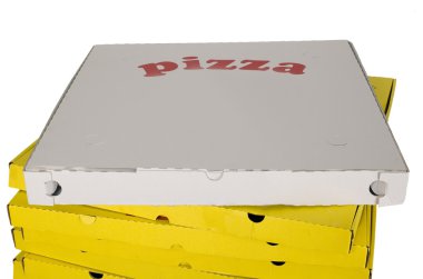 pizza kutusu beyaz zemin üzerine