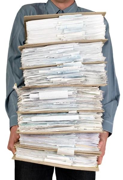 Man holding catalog of documents — Stock Photo, Image