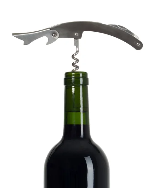 Wine and corkscrew — Stock Photo, Image