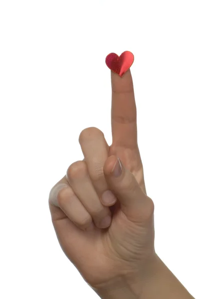 Forma de corazón en la mano, dedo — Foto de Stock