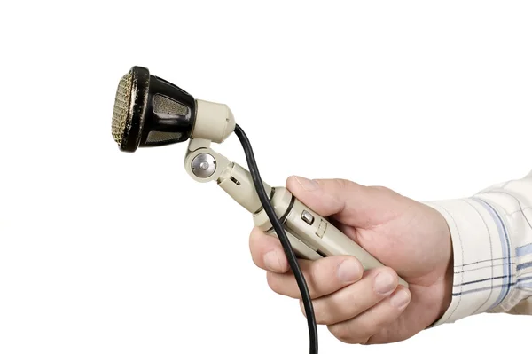 Antika mikrofon tel ile — Stok fotoğraf