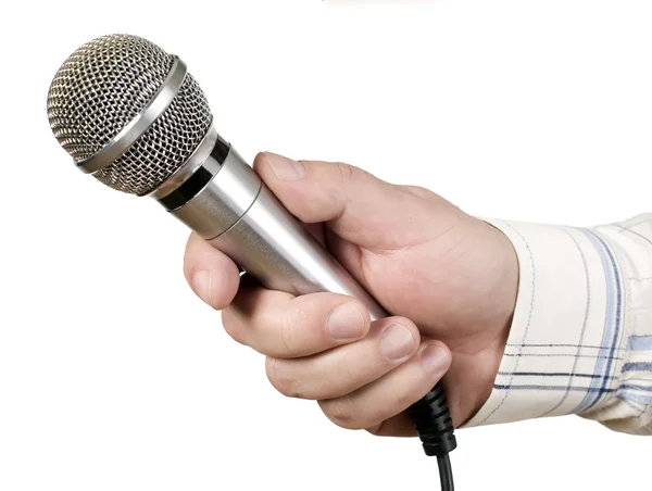 stock image Man and modern microphone with wire