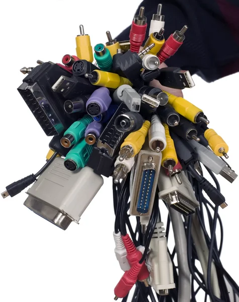 Elektronik cihazlar için çeşitli kablolar — Stok fotoğraf