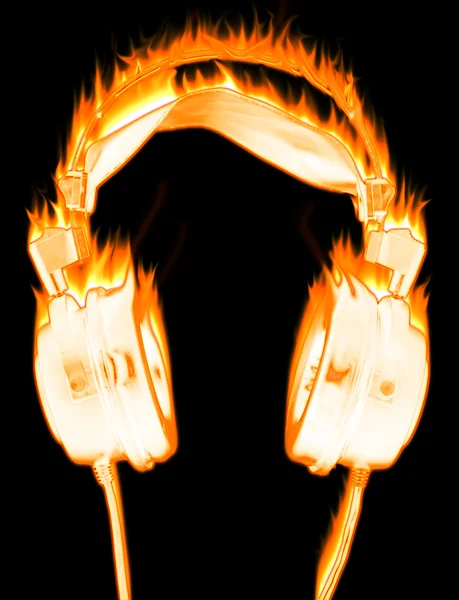 Burning headphones — Stock Photo, Image