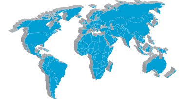 Detaylı ülke kenarları ile global harita