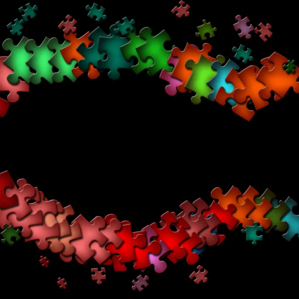 Рамка из разноцветных элементов головоломки — стоковое фото