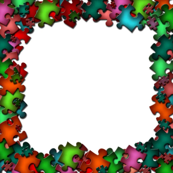 Rahmen aus bunten Puzzle-Elementen — Stockfoto