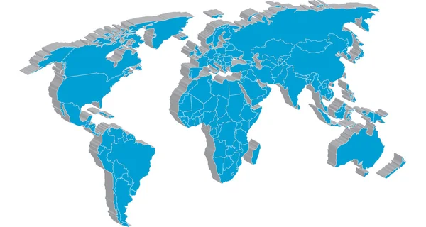 Wereldkaart met gedetailleerde land randen — Stockfoto
