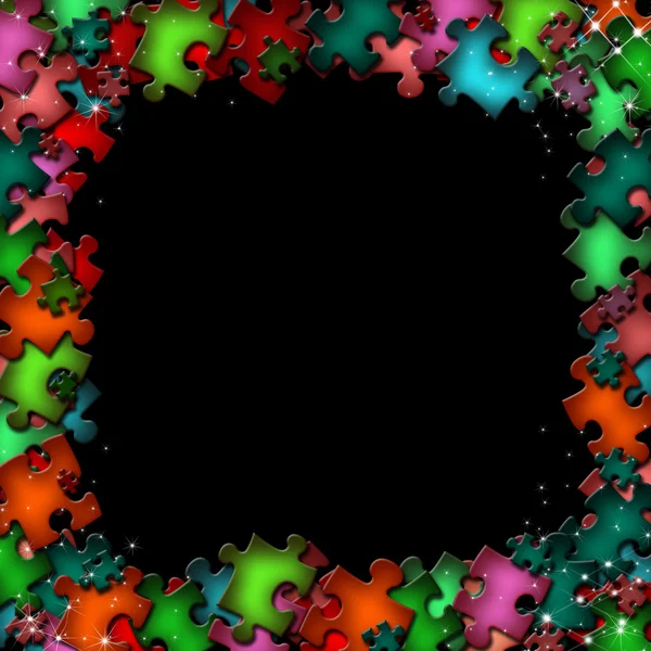 Рамка из разноцветных элементов головоломки — стоковое фото