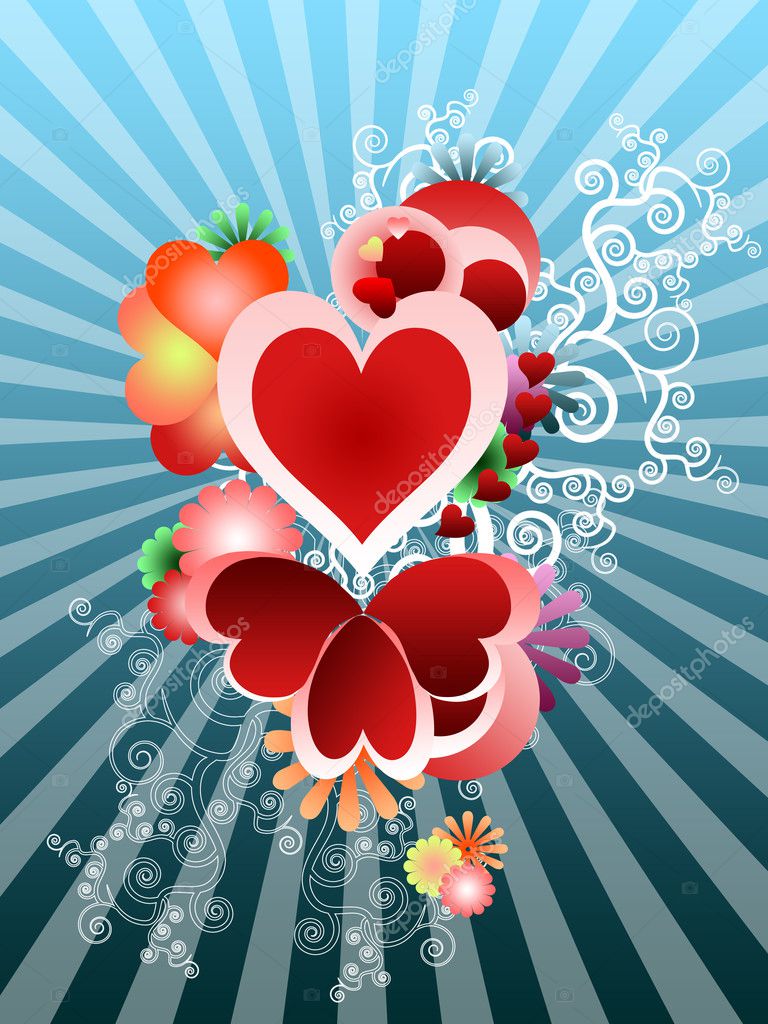 Love theme with hearts and sun beams — Stock Photo © carenas1 2932181