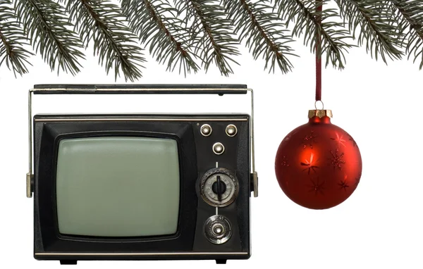 Christmas frame and old tv — Stock Photo, Image