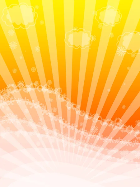 Farbenfroher Rahmen mit Wellen und Sonnenstrahlen — Stockfoto