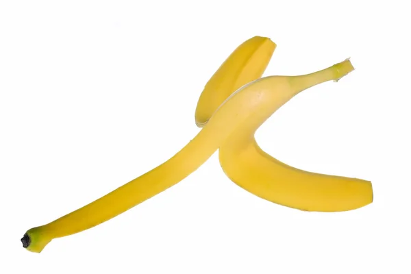 Pele de banana no fundo branco — Fotografia de Stock